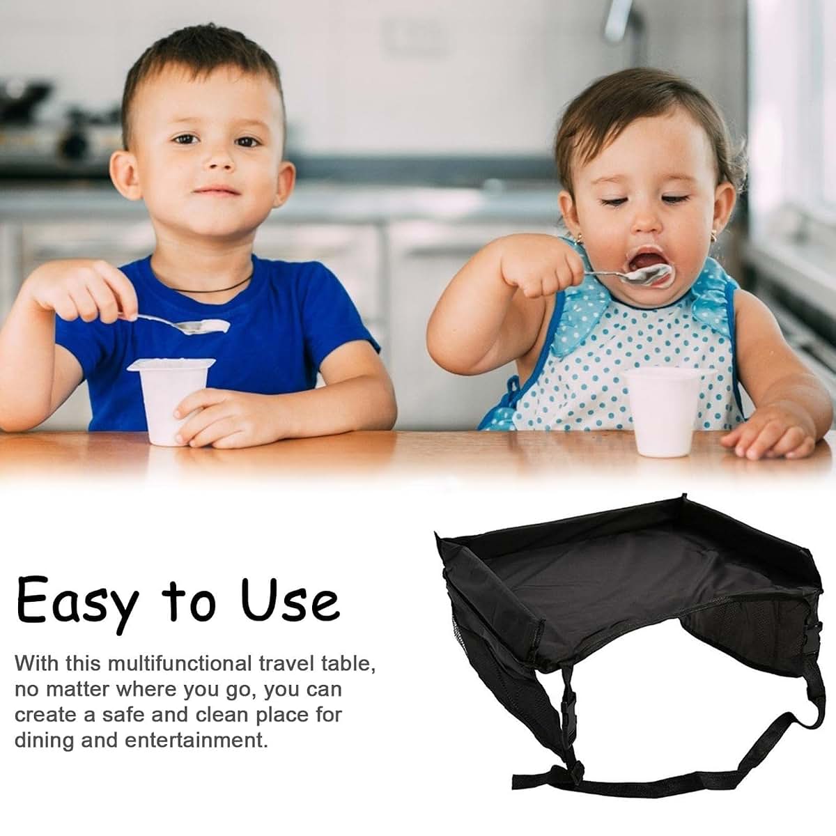 KERALI Kids Travel Tray, 260g Baby Car Seat Snack Play Tray, Waterproof Kids Car Seat Travel Tray, Car Seat Activity (photo 3)