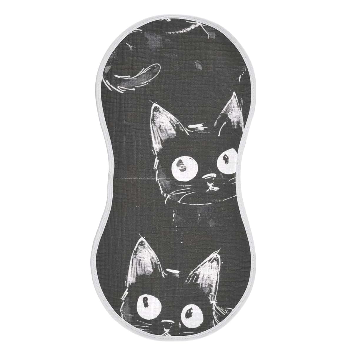 GOODOLD Black Little Kitty Muslin Baby Burp Cloths, 2 Pack, Cotton, 22x11 Inch