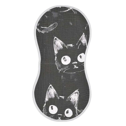 GOODOLD Black Little Kitty Muslin Baby Burp Cloths, 2 Pack, Cotton, 22x11 Inch
