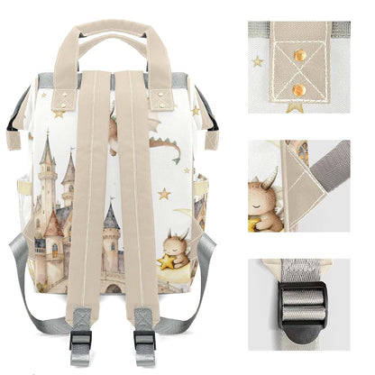 LiSoAkWE Personalized Large Capacity Retro Dragon Moon Stars Diaper Bags,Custom Name Backpack Casual Daypack Bag Nappy