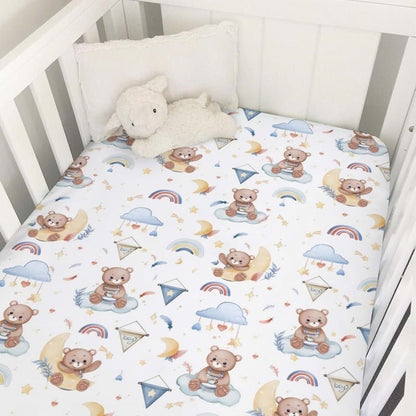 BabyOneStop Cartoon Bear Fitted Crib Mattress Sheet 52x28 Inch