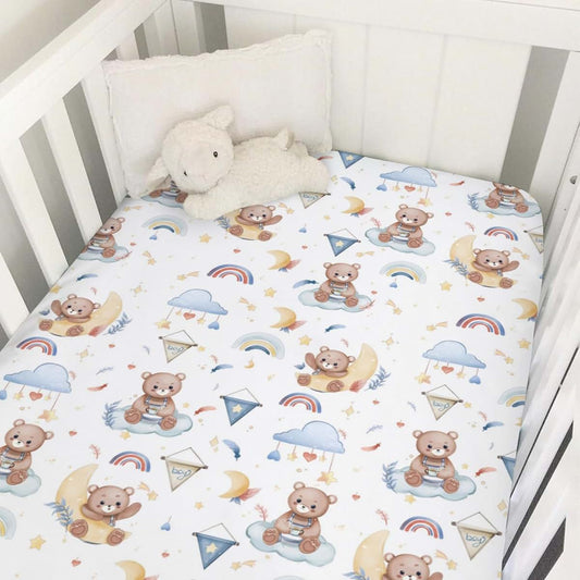 BabyOneStop Cartoon Bear Fitted Crib Mattress Sheet 52x28 Inch