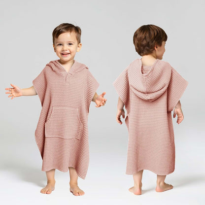 Zamlory Hooded Kids Beach Towel - Lightweight Waffle Cotton Poncho