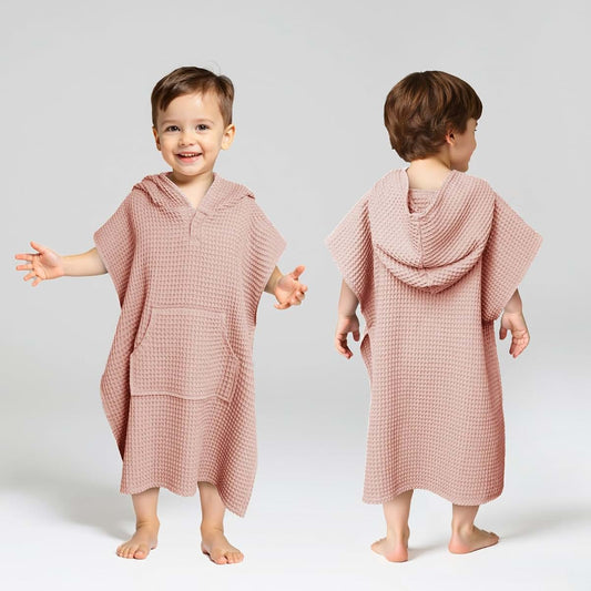 Zamlory Hooded Kids Beach Towel - Lightweight Waffle Cotton Poncho