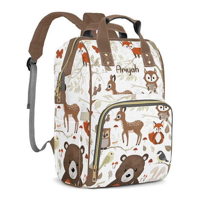 YallLocoMo Personalized Diaper Bag Backpack Gift Jungle Animal Bear Deer Ultimate Nappy Bag: Spacious, Waterproof & (photo 2)