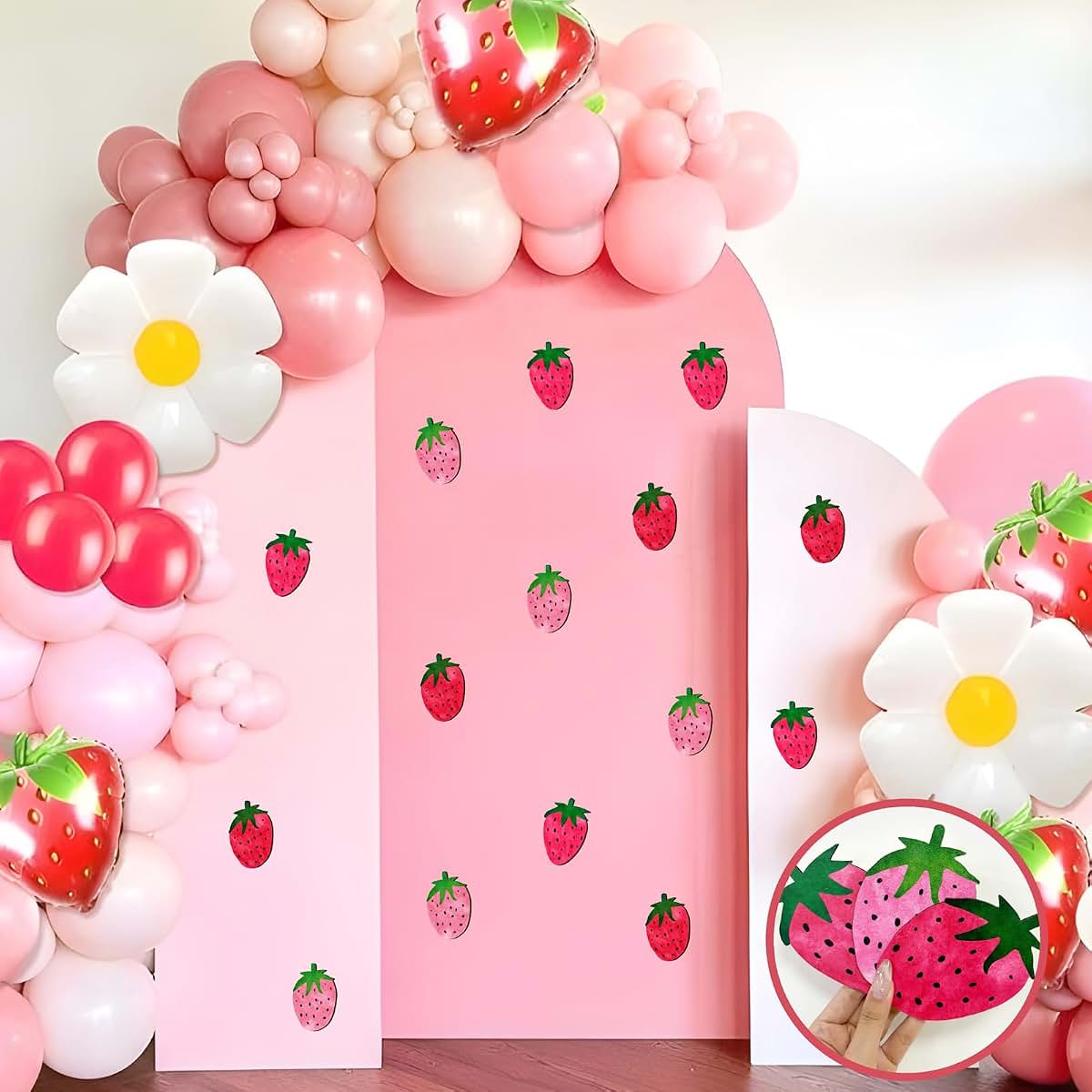 BabyOneStop Wooden Strawberry Wall Decor - 15 Piece 3D Fruit Wall Art for Nursery & Kids Room