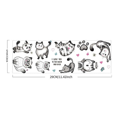 BabyOneStop Cartoon Cat Wall Decals with Heart and Paw Prints