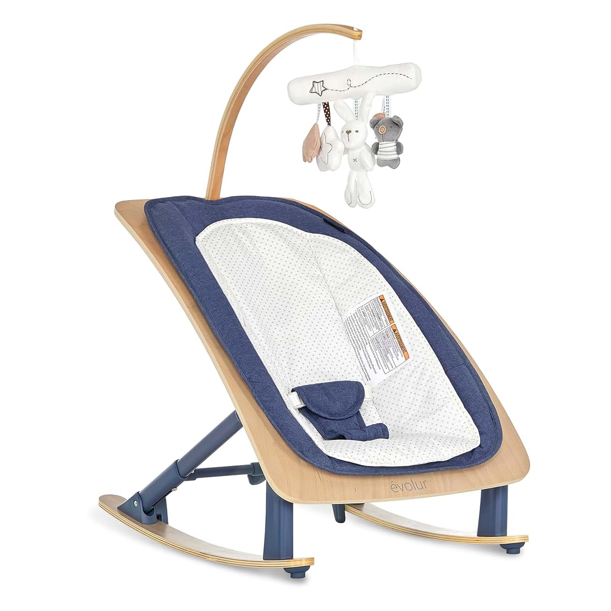 Evolur Tory 2-in-1 Baby Bouncer Rocker Chair, Blue