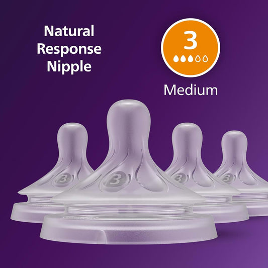 Philips Avent Natural Response Nipples, Medium Flow 3, 4-Pack