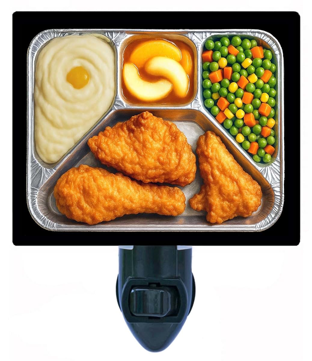 Vintage Chicken TV Dinner Night Light – Fully Enclosed Glass Design