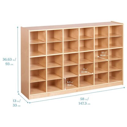 Ecr4kids 30 Cubby Mobile Tray Storage Cabinet In Natural Wood