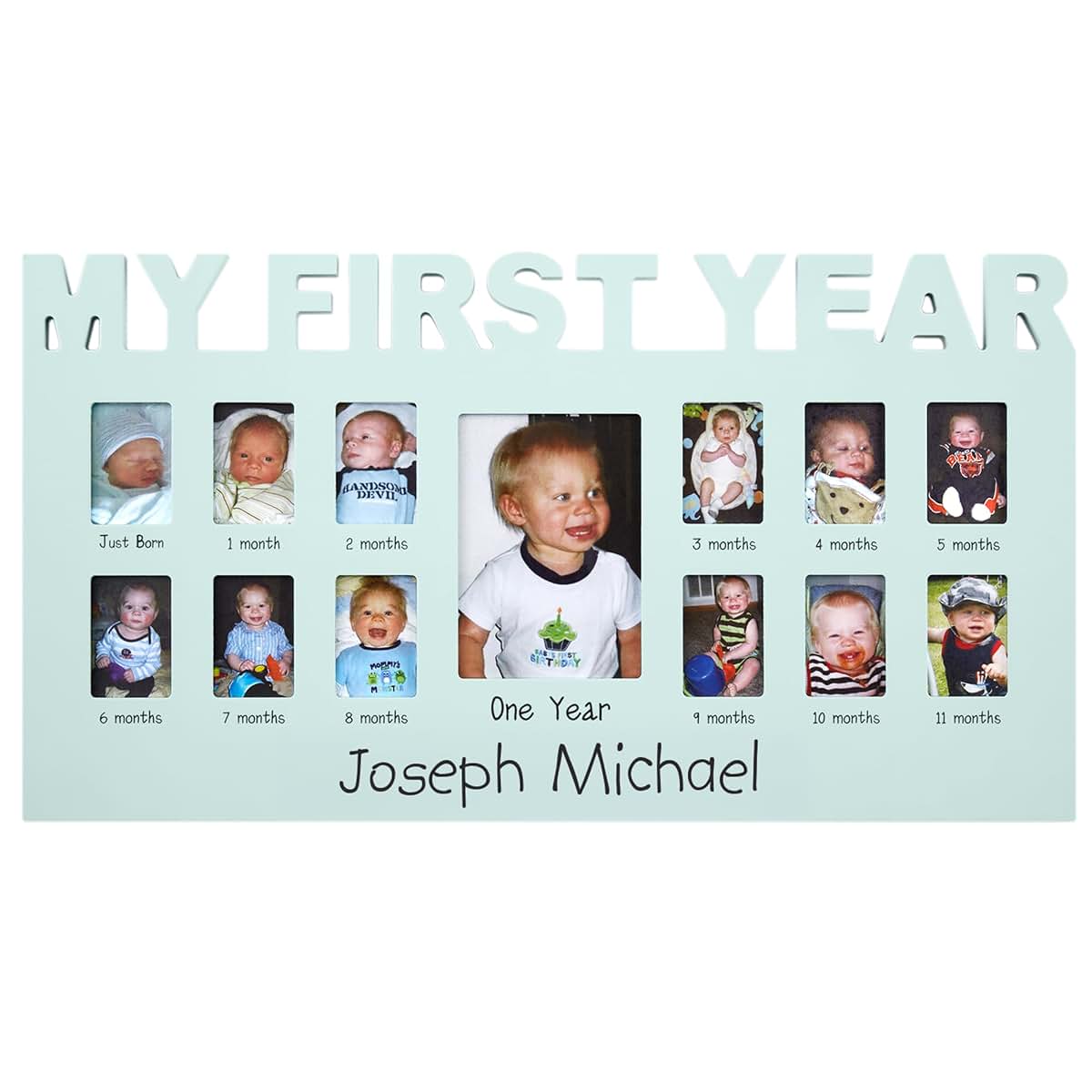 Let's Make Memories Personalized Baby's First 12 Months Photo Frame - Blue
