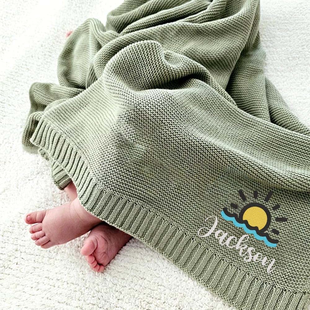 Noni Personalized Baby Blanket with Name for Boys Girls, Baby Blanket, Custom Baby Blankets with Name, Embroidered Baby
