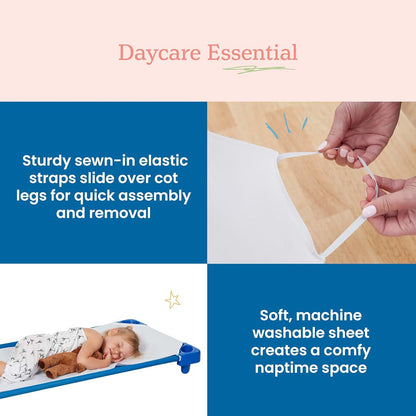 ECR4Kids Standard Cot Fitted Sheet Set for Daycare Naptime Use