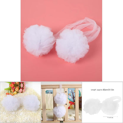 Sunicon Hanging Flower Ball Mesh Gauze Crib Decor, White