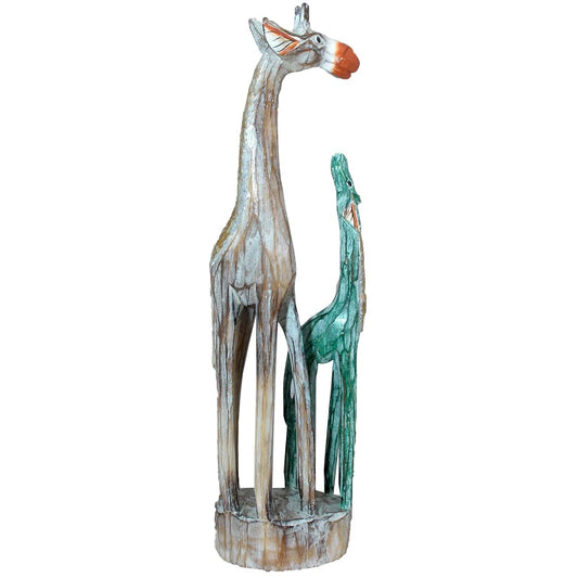Stoneage Arts Giraffe Kissing Couple and Mother Baby Sculptures Statues in A Varity of Finishes and Textures for Any