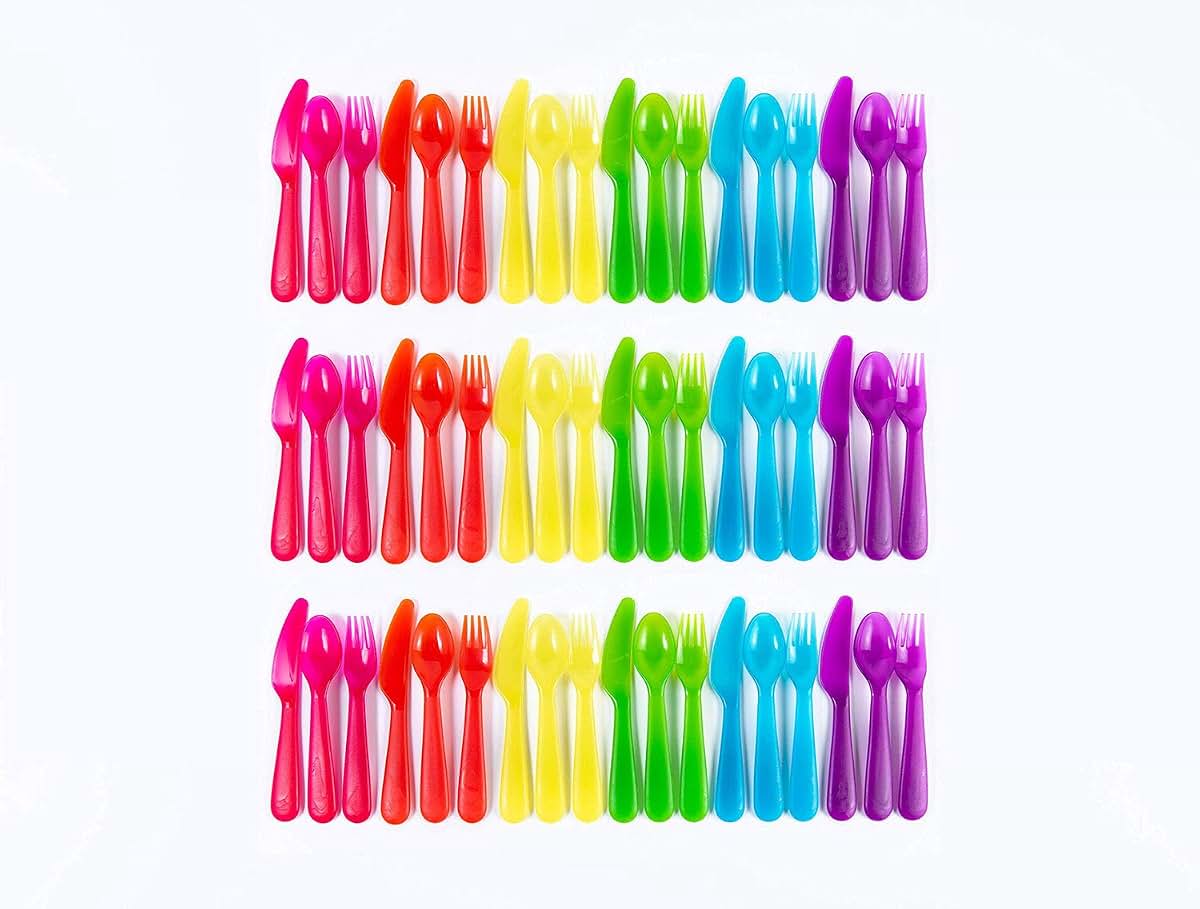 Cuddly Hippo Flatware Set - 54-Piece Colorful Children's Utensils