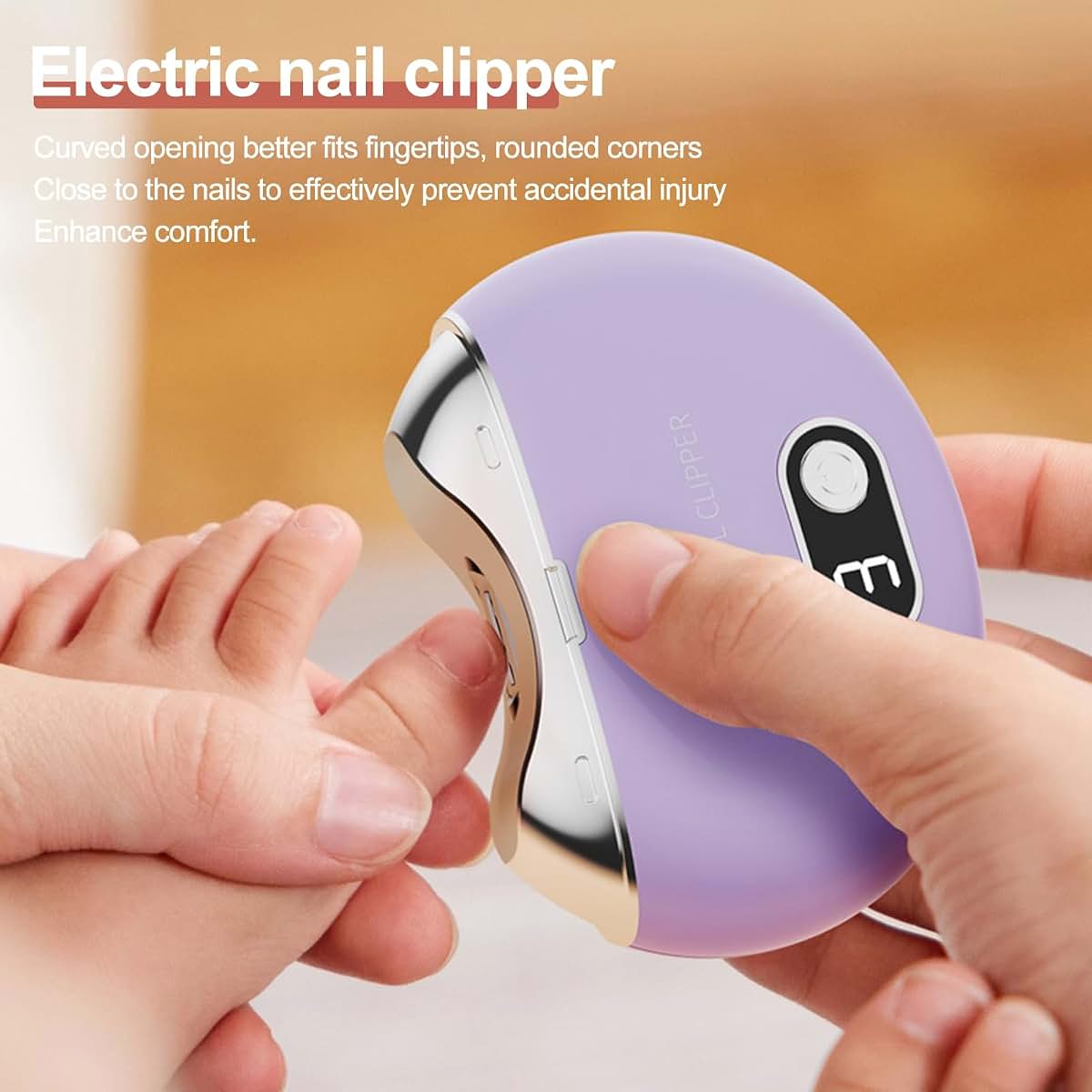 clinmday Automatic Electric Nail Clipper with LCD Digital Display,3-Speed Adjustable Fingernail Trimmer with LED Light (photo 2)
