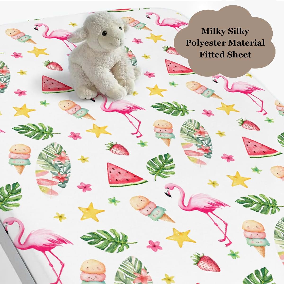 Wicbfdfv Pink Flamingo Beach Fitted Crib Sheet (photo 3)
