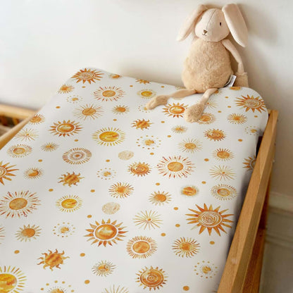 Watercolor Boho Sun Totem Changing Pad Covers for Nursery