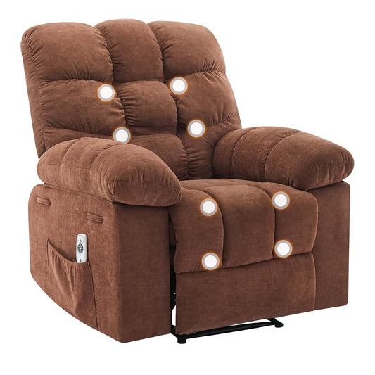 Outgoods Recliner Chair With Massage And Heat In Brown Linen
