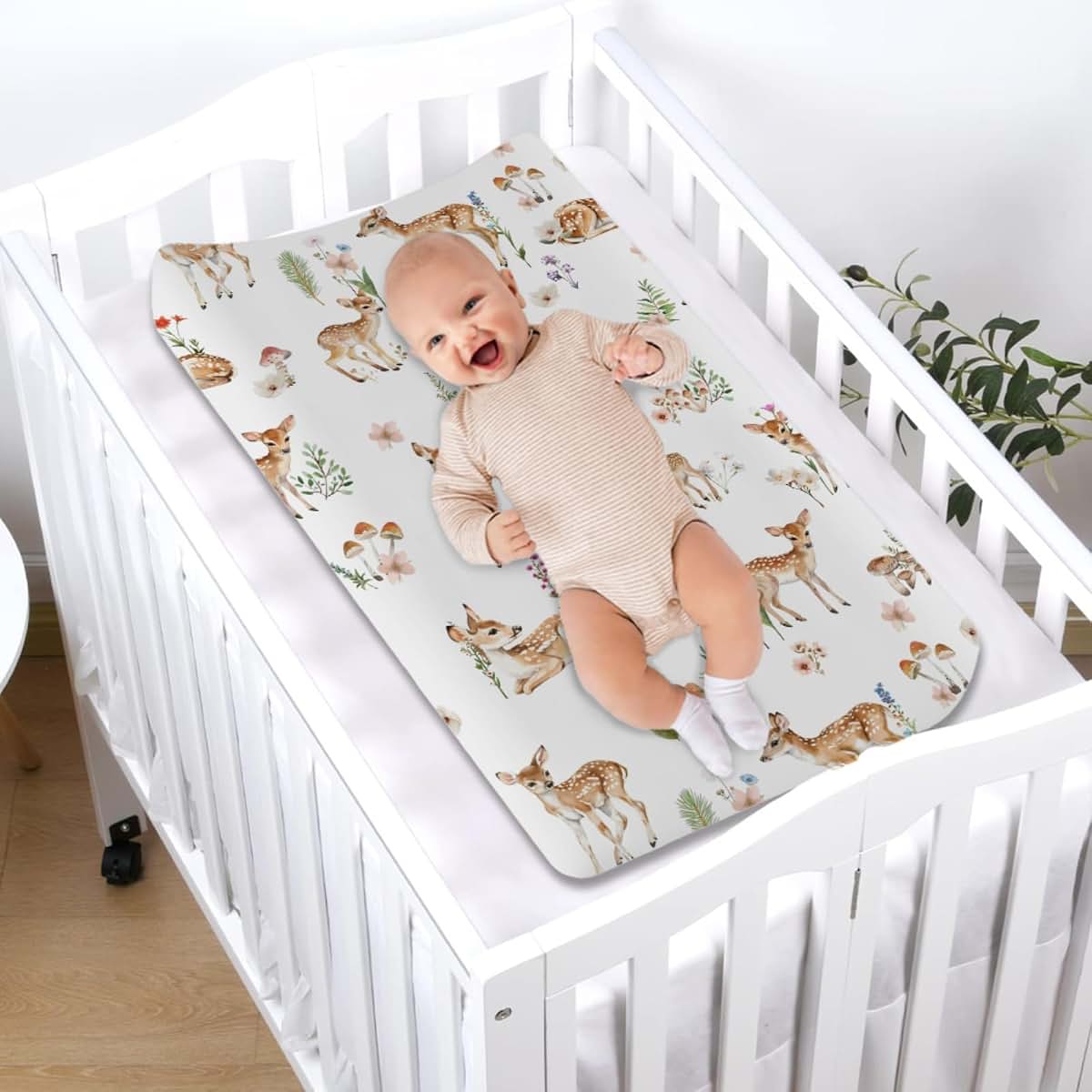 Hwmmbh Spring Animal Changing Pad Cover, 32x16 Inch, Soft Breathable Polyester