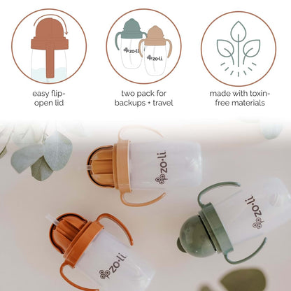 ZOLI INC Clear Puppies & Poppies Baby Sip Flip Weighted Straw Sippy Cup