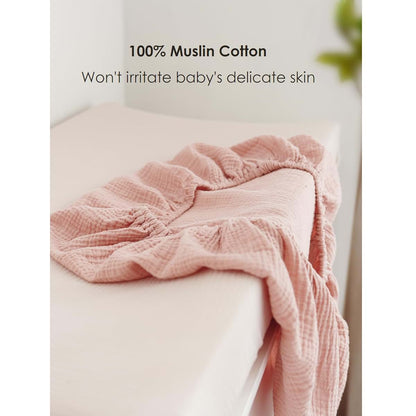 MairMore 2-Pack Muslin Baby Changing Pad Covers 32 X 16 Inch Elastic Fit