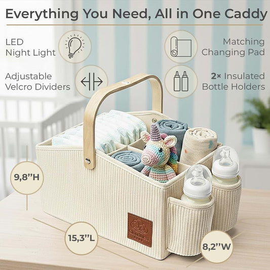 Cloud Nest Baby Diaper Caddy Organizer With LED Night Light (photo 2)