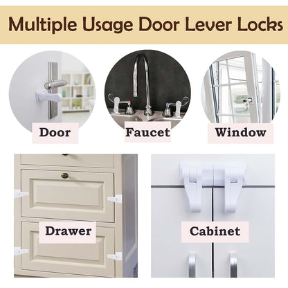 Child Proof Door Lever Locks, 8-Pack Adhesive Handle Locks