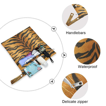 Tigers Pattern Wet Dry Bag Set for Travel Organizer Storage