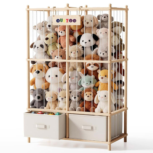 Vsonker Extra Large Stuffed Animal Storage Wooden Zoo Organizer