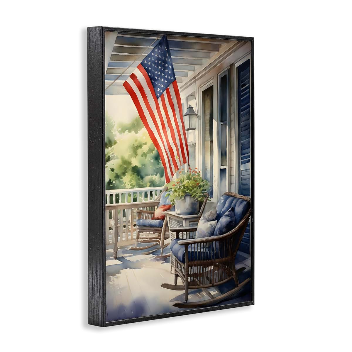 Porch American Flag Framed Giclee Art | Stupell Industries Wall Decor