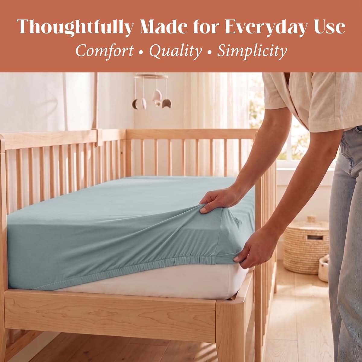 Ababy Custom Size Baby Fitted Sheet in Seafoam Green – Bamboo Jersey (photo 4)