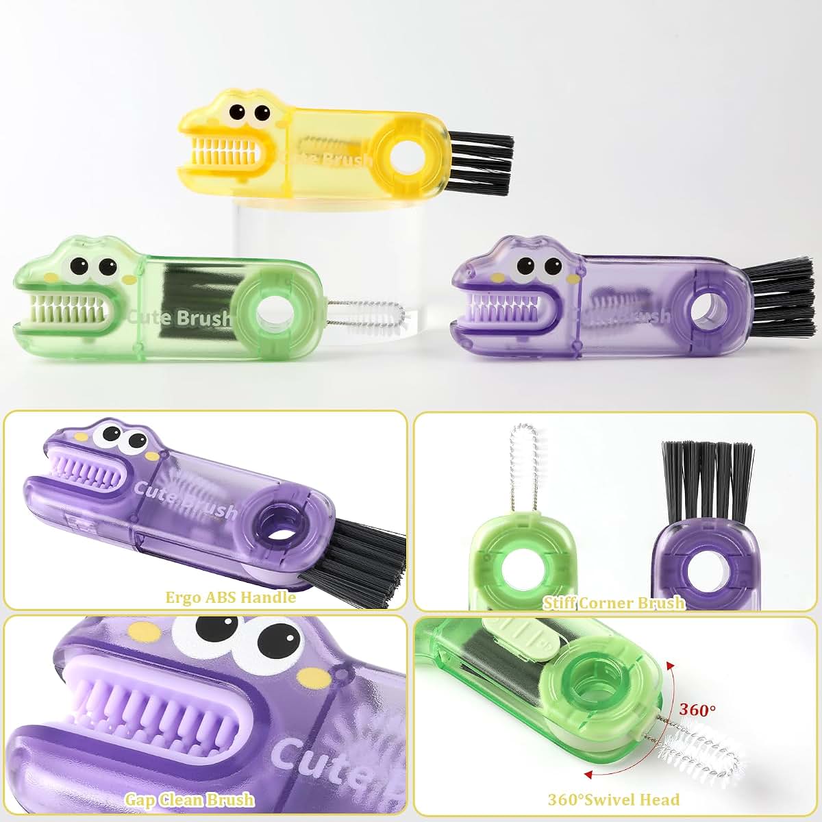3-in-1 Cup Lid Cleaning Brush Set for Crevice Gaps