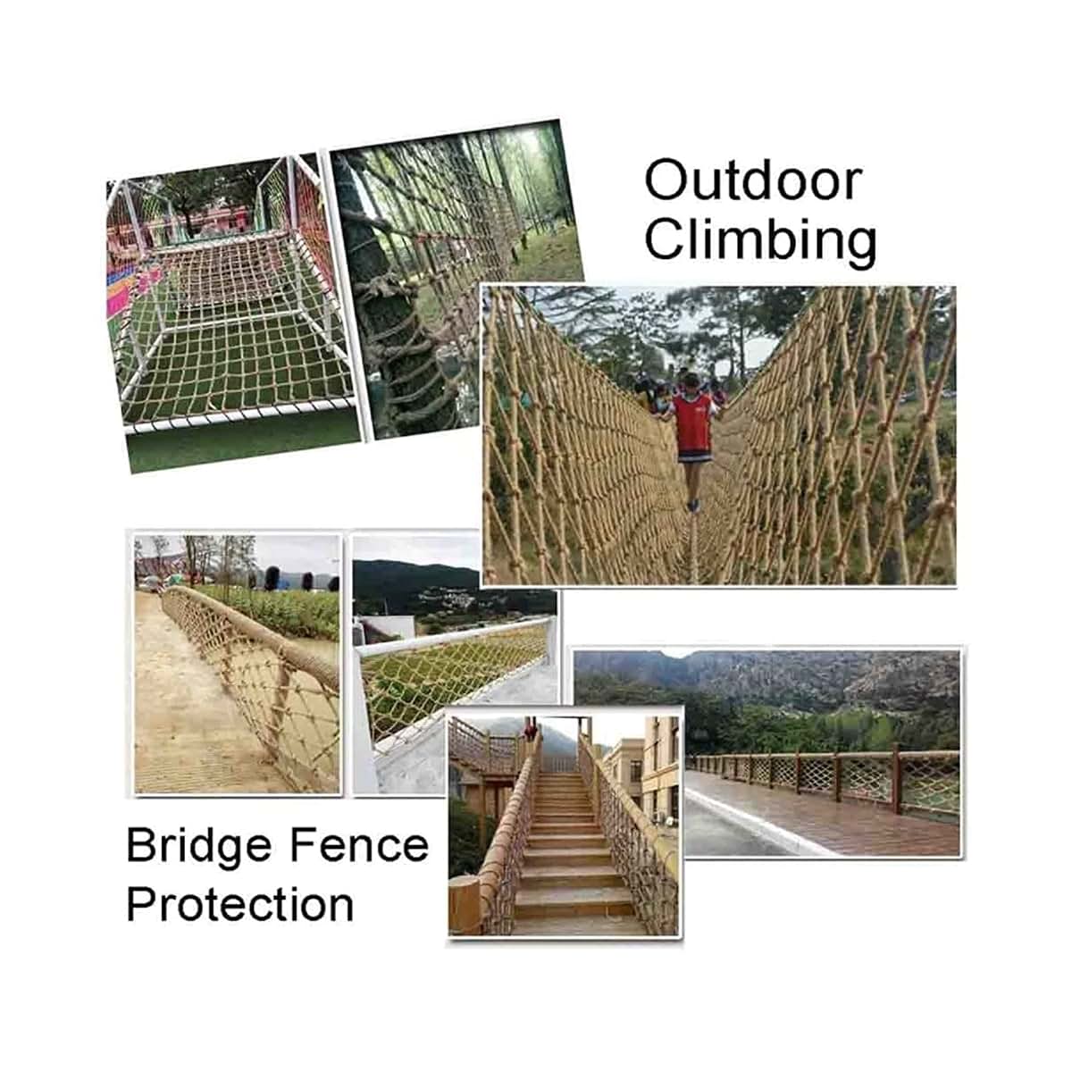 Hynet Rope Net for Kids, Safety Protective Net Heavy Duty Hemp Rope Cargo Net Outdoor Swingset Playground Climbing Net (photo 4)