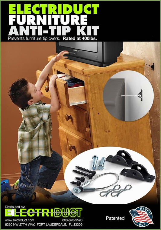 Electriduct Furniture Anti-Tip Kit With 400 Pound Capacity