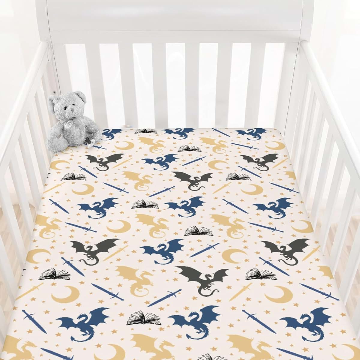 Cstdyfrv Fantasy Dragons Books Fitted Baby Crib Sheet, 28x52 Inches (photo 2)