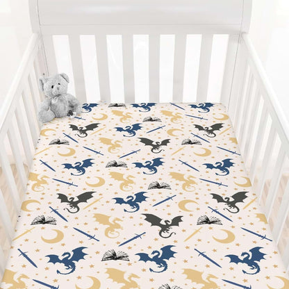 Cstdyfrv Fantasy Dragons Books Fitted Baby Crib Sheet, 28x52 Inches (photo 2)