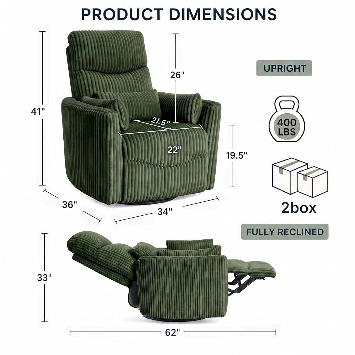 HearthHarmony Power Swivel Recliner Chair, Nursery Rocking Glider Chair (photo 2)