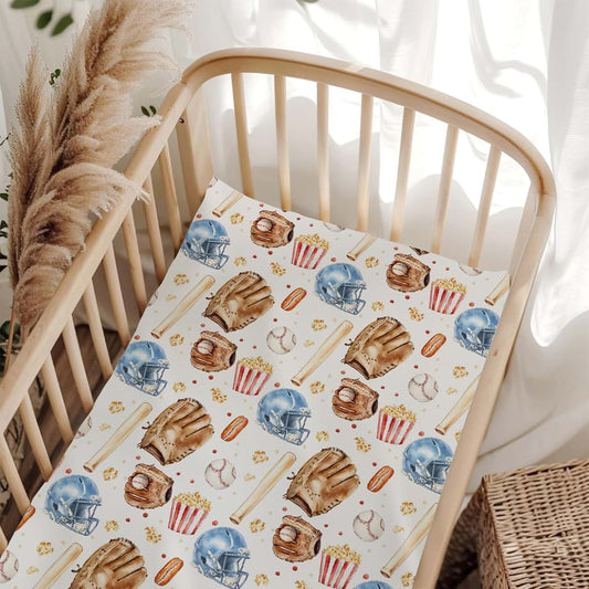 Wicbfdfv Fitted Crib Sheet Baseball Sports 28"x52"