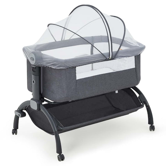 Hetoy 3-in-1 Bedside Bassinet with Adjustable Height and Wheels (photo 2)