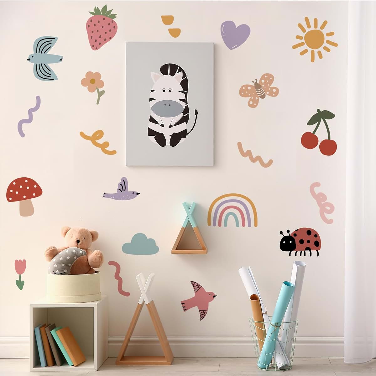 Unonede Insect and Fruit Wall Decals for Kids Rooms