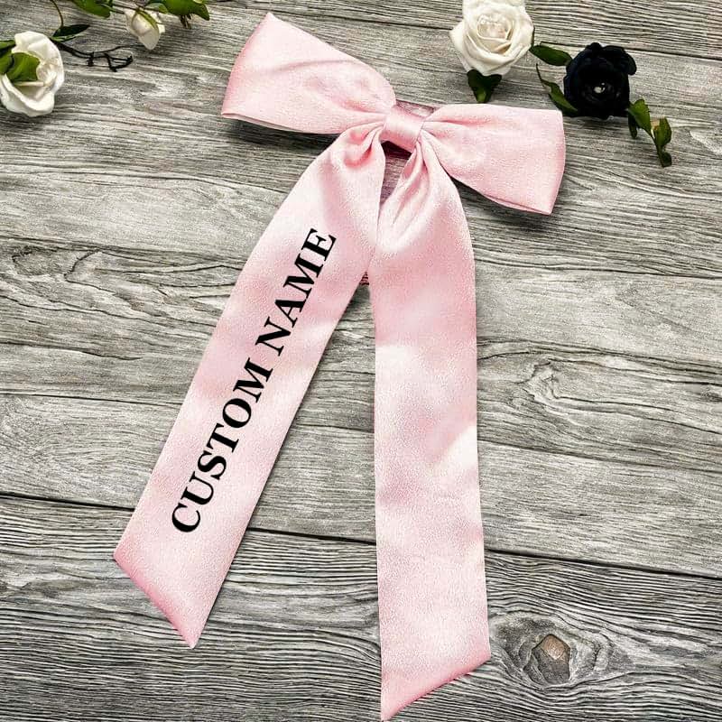 PPETAUL Personalized Bow Hair Clip - Custom Name Satin Hair Bow (photo 2)