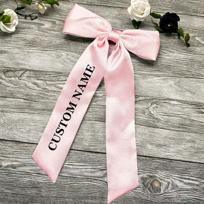 PPETAUL Personalized Bow Hair Clip - Custom Name Satin Hair Bow (photo 2)