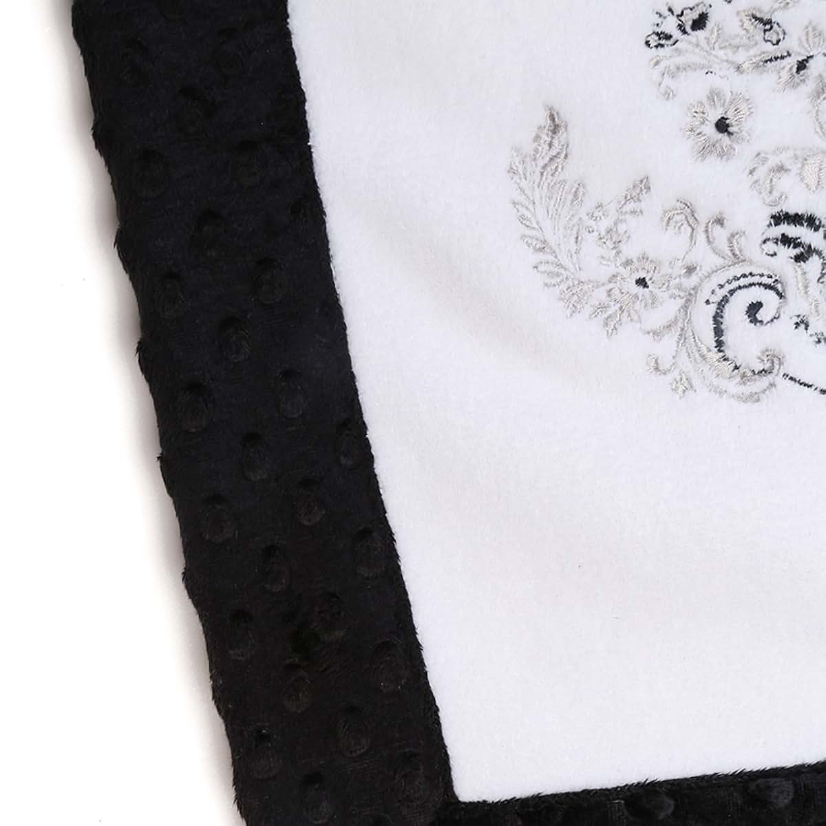 Bacati Damask Baby Blanket in White and Black (photo 2)