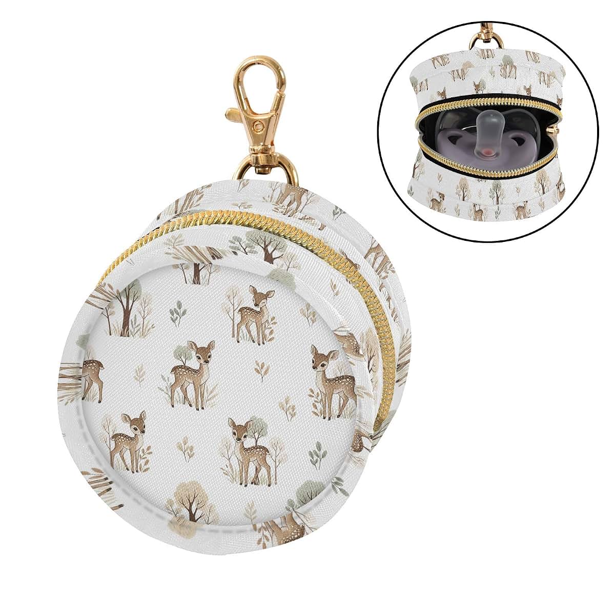 Baby Pacifier Holder Case With Clip Round