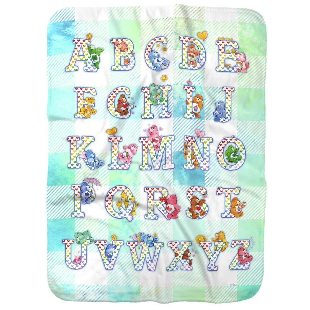 LOGOVISION Care Bears Checkered Alphabet Sherpa Baby Blanket, 30x40