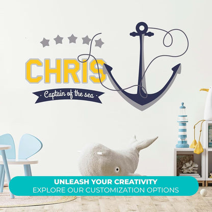 e-Graphic Design Inc Personalized Anchor Wall Stickers for Baby Boy I Custom Name for Nursery Wall Decor I Wall Decal