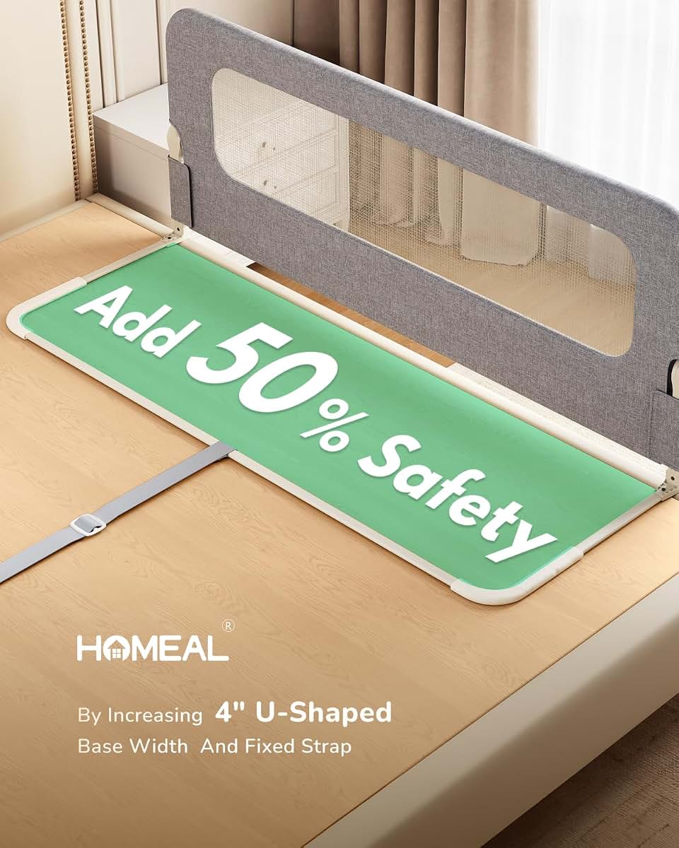 Homeal Foldable Bed Rail for Toddlers with U-Shaped Base